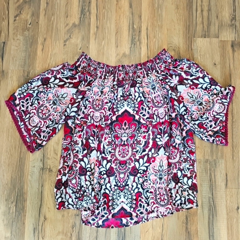 Banana Republic Floral Off Shoulder Peasant Top Size Large